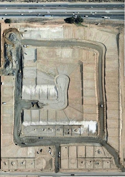 Aerial view of housing tract construction