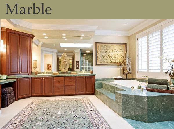 A stunning bathroom with a marble tub