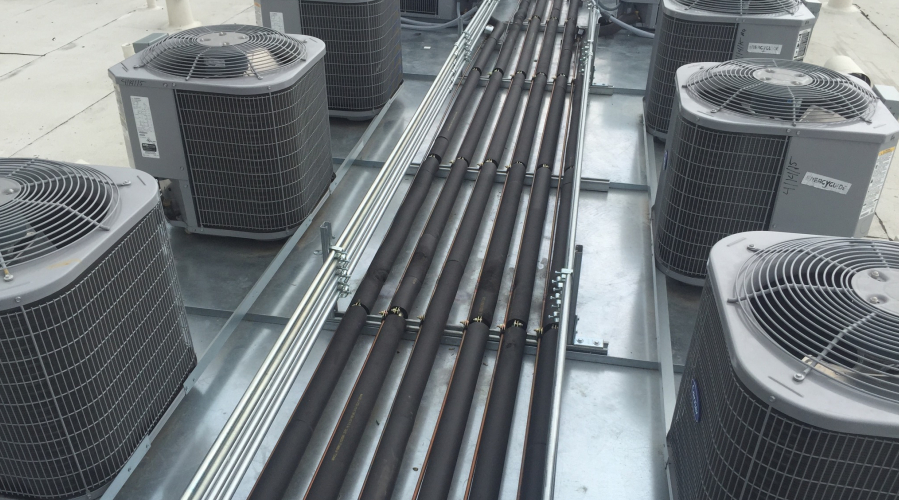 Multiple units on a roof with ventilation tracks